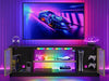 Gaming TV Stand with Music Sync Light, Flow Vibe Entertainment Center with Storage for PS5 Xbox, RGB LED Party Modes Television Stands for 50/55/60/65 Inch TV (Black 3D Carbon Fiber, 57 Inch)