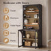 72" Tall Arched Storage Cabinet with Hutch, Bookcase with Open Shelves