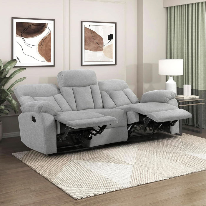 Mnul Double Recliner Couch for Living Room, Chenille Fbric Upholstered Reclining Sof, Home Theter Seting, Esy ssembly, Recliner Couch, Gry