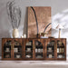 Glass Arched Door Sideboard Buffet Cabinet Set of 2, Brown | Modular, Multi-Compartment Storage, Adjustable Shelf, Soft Close Hinges, Freestanding, for Dining Room, Living Room