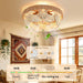 Boho Ceiling Fans with Lights: 20 Inch Wood Beaded Flush Mount Fandelier with Remote and Timer Control - Elegant Vintage Caged Ceiling Fan - Indoor Quiet 6 Speeds for Bedroom, Living Room