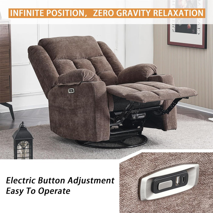 Power Swivel Recliner with Massage and USB