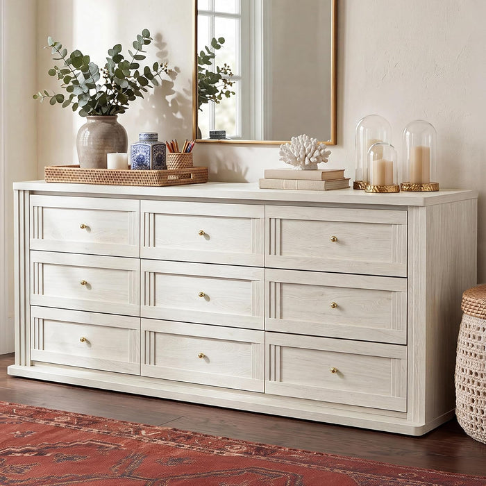 9 Drawers Dresser for Bedroom with Charging Station, Modern Chest of Drawer