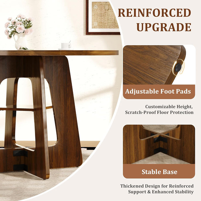 ContemporarySolidWood 47InchRoundDiningTable ForSix