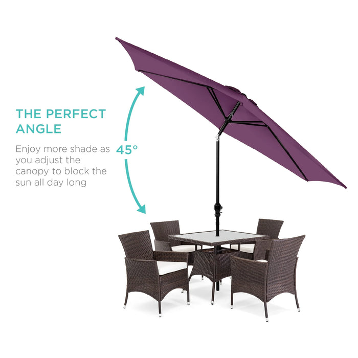 10Ft Outdoor Steel Market Patio Umbrella W/ Crank, Tilt Push Button, 6 Ribs - Amethyst Purple