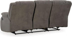 First Base Contemporary Faux Leather Manual Reclining Sofa, Gray