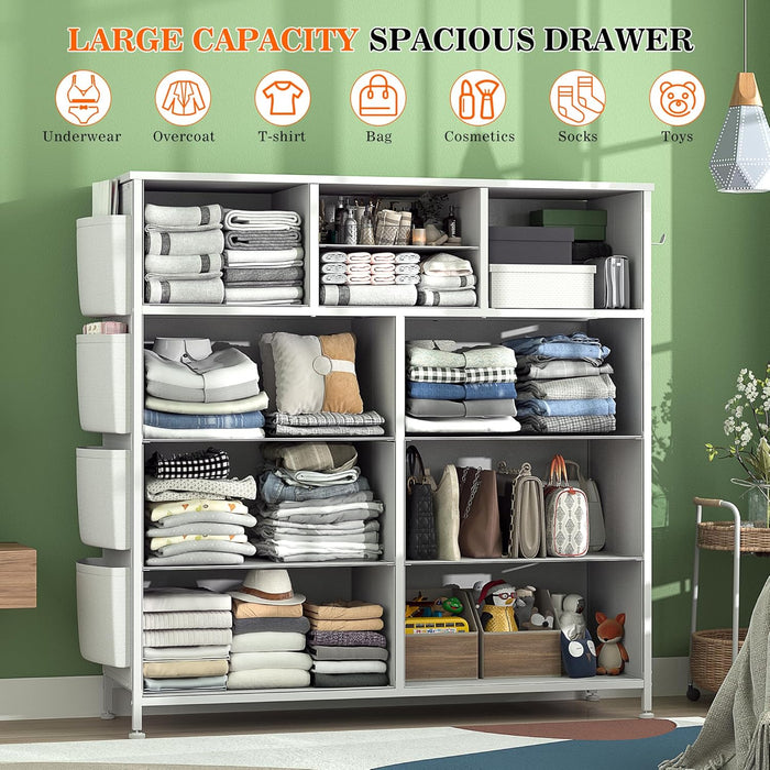 White 10 Drawer Dresser With Customizable Compartments