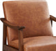 PU Leather Accent Chair, Mid-Century Modern Armchair with Solid Wood Legs, Reading Leisure Chair with High Back for Living Room Bedroom Waiting Room, Set of 2, Brown