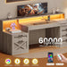 63" Executive Office Desk with 5 Drawers, Grey