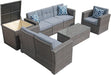 8 Pieces Outdoor Patio Furniture Set, Wicker Patio Conversation Sets with Storage Box, Rattan Outdoor Sectional Sofa Set with Cushions and Coffee Table for outside Porch, Deck, Gray