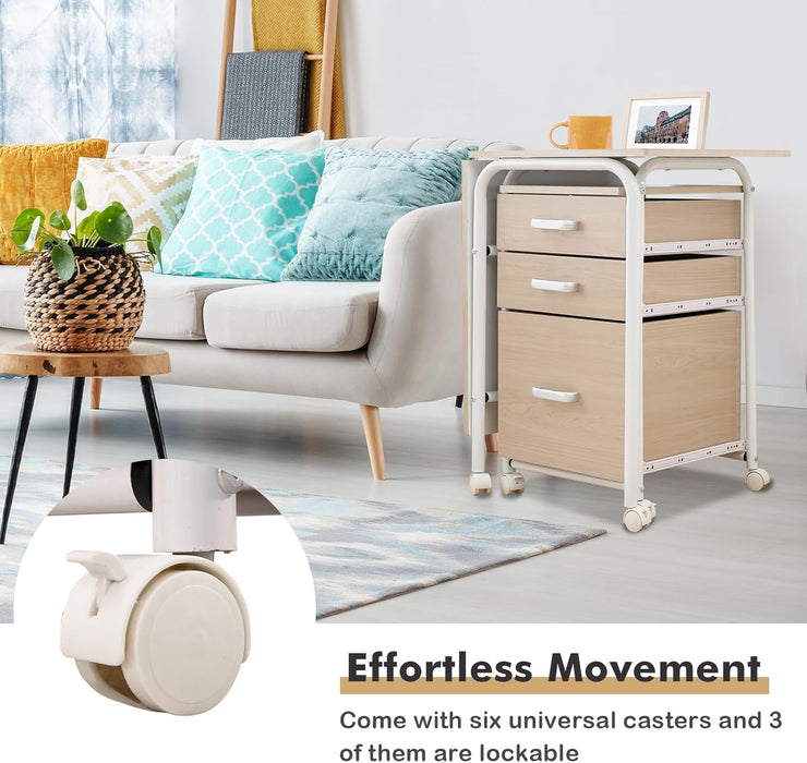 Foldable Laptop Desk with Drawers and Rolling Wheels - ShipItFurniture