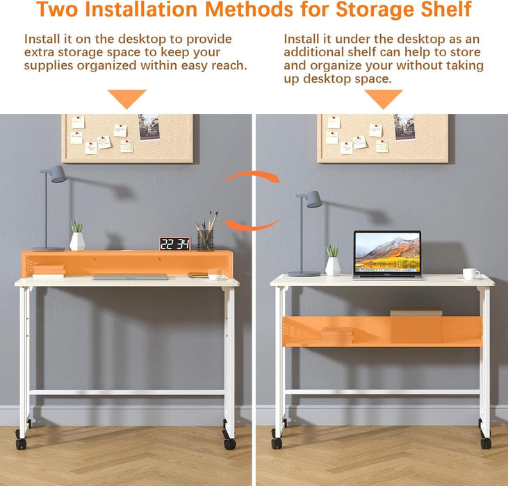 Folding Desk with Wheels and Storage for Small Spaces - ShipItFurniture