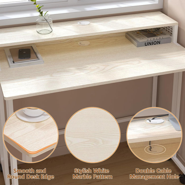 Folding Desk with Wheels and Storage for Small Spaces - ShipItFurniture