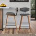 Fox 25.5" Counter Height Grey Faux Leather and Walnut Wood Mid - Century Modern Bar Stool - ShipItFurniture