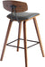 Fox 25.5" Counter Height Grey Faux Leather and Walnut Wood Mid - Century Modern Bar Stool - ShipItFurniture