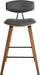Fox 25.5" Counter Height Grey Faux Leather and Walnut Wood Mid - Century Modern Bar Stool - ShipItFurniture
