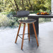 Fox 25.5" Counter Height Grey Faux Leather and Walnut Wood Mid - Century Modern Bar Stool - ShipItFurniture