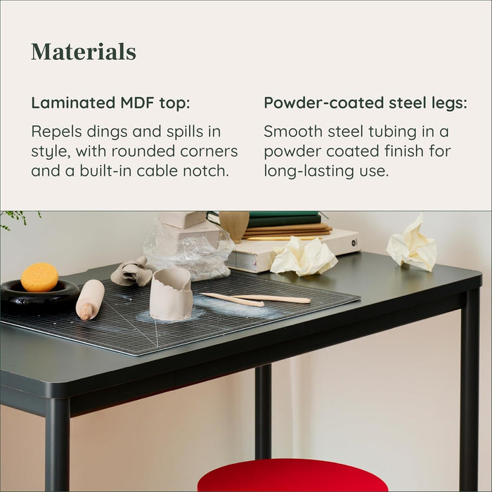 Functional Home Office Desk with Rounded Corners and Cable Notch - ShipItFurniture