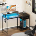 Gaming Desk With LED Lights Power Outlet And Drawers - ShipItFurniture