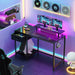 Gaming Desk With LED Lights Power Outlet And Drawers - ShipItFurniture