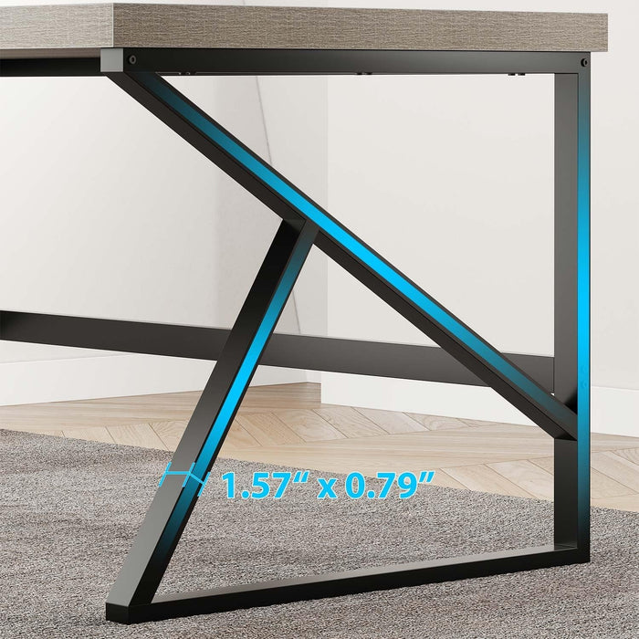 Gray Industrial Computer Desk for Home Office and Gaming - ShipItFurniture