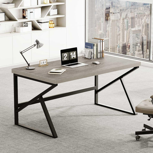 Gray Industrial Computer Desk for Home Office and Gaming - ShipItFurniture