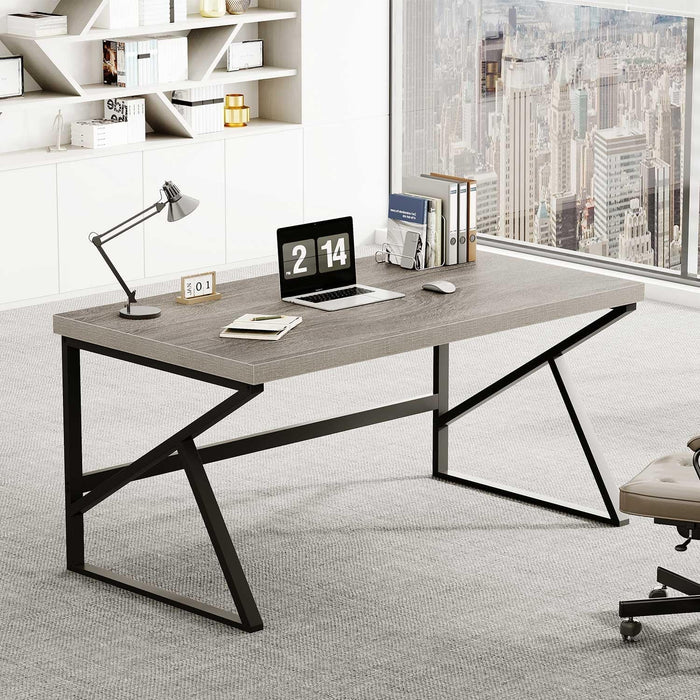 Gray Industrial Computer Desk for Home Office and Gaming - ShipItFurniture