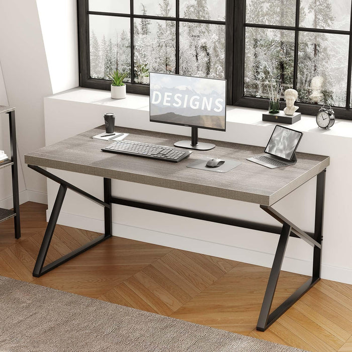 Gray Industrial Computer Desk for Home Office and Gaming - ShipItFurniture
