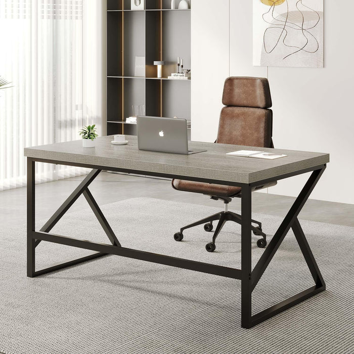 Gray Industrial Computer Desk for Home Office and Gaming - ShipItFurniture
