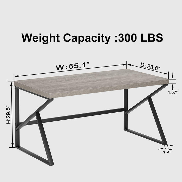 Gray Industrial Computer Desk for Home Office and Gaming - ShipItFurniture