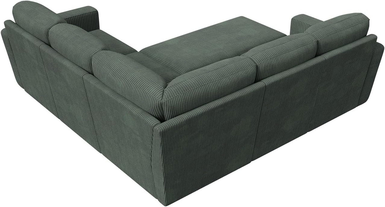 Green Corduroy Sectional Sleeper Sofa With Storage - ShipItFurniture