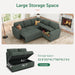 Green Corduroy Sectional Sleeper Sofa With Storage - ShipItFurniture