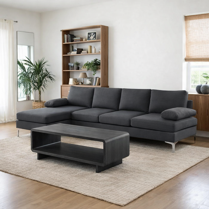 110" Dark Grey U-Shaped Sectional with Double Chaise and 48" Coffee Table Set