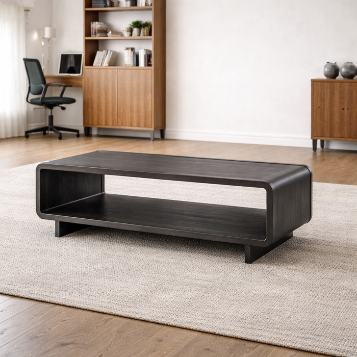 110" Dark Grey U-Shaped Sectional with Double Chaise and 48" Coffee Table Set