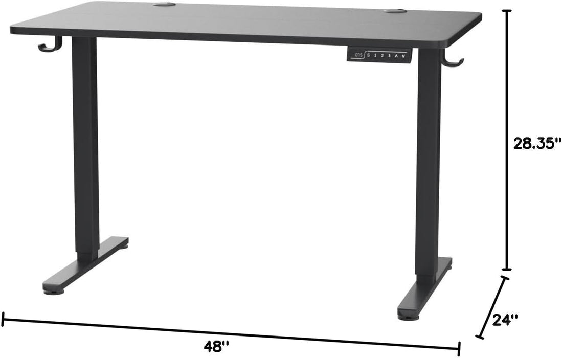 Height Adjustable Electric Standing Desk, 48 X 24 Inches Sit Stand up Desk, Memory Computer Home Office Desk with Two - Piece Desktop (Black) - ShipItFurniture
