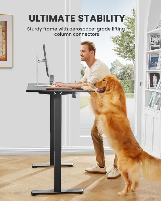 Height Adjustable Electric Standing Desk, 48 X 24 Inches Sit Stand up Desk, Memory Computer Home Office Desk with Two - Piece Desktop (Black) - ShipItFurniture