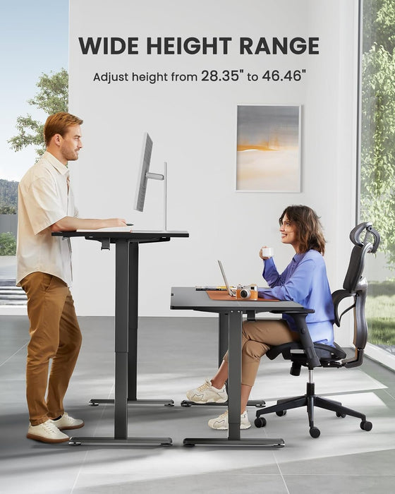 Height Adjustable Electric Standing Desk, 48 X 24 Inches Sit Stand up Desk, Memory Computer Home Office Desk with Two - Piece Desktop (Black) - ShipItFurniture