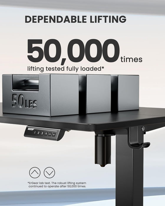 Height Adjustable Electric Standing Desk, 48 X 24 Inches Sit Stand up Desk, Memory Computer Home Office Desk with Two - Piece Desktop (Black) - ShipItFurniture