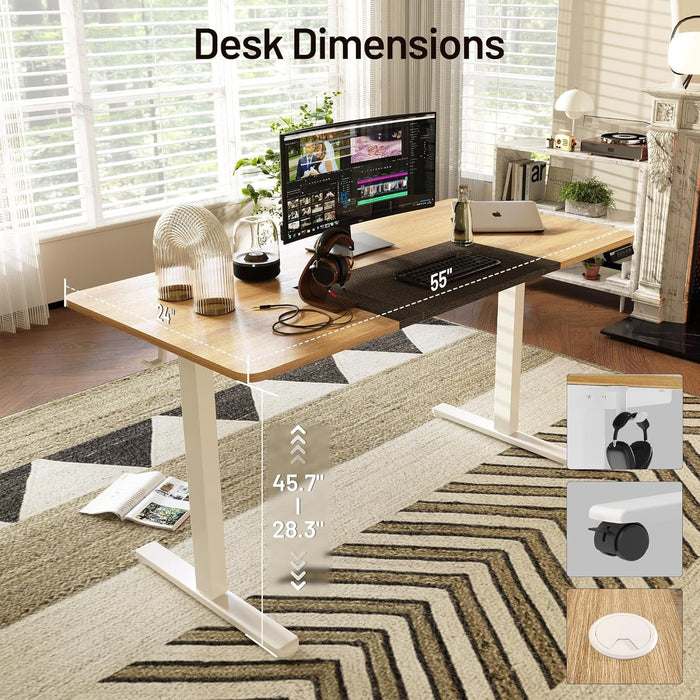 Height Adjustable Electric Standing Desk with Wheels and Memory Presets - ShipItFurniture