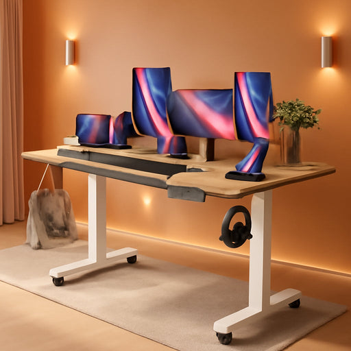 Height Adjustable Electric Standing Desk with Wheels and Memory Presets - ShipItFurniture
