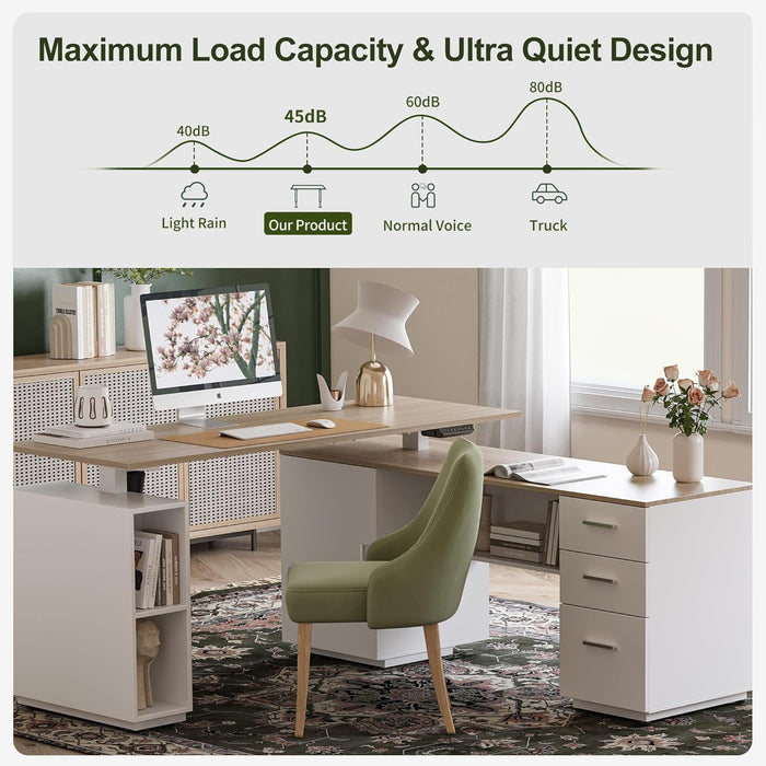 Height Adjustable L Shaped Electric Standing Desk With Storage - ShipItFurniture