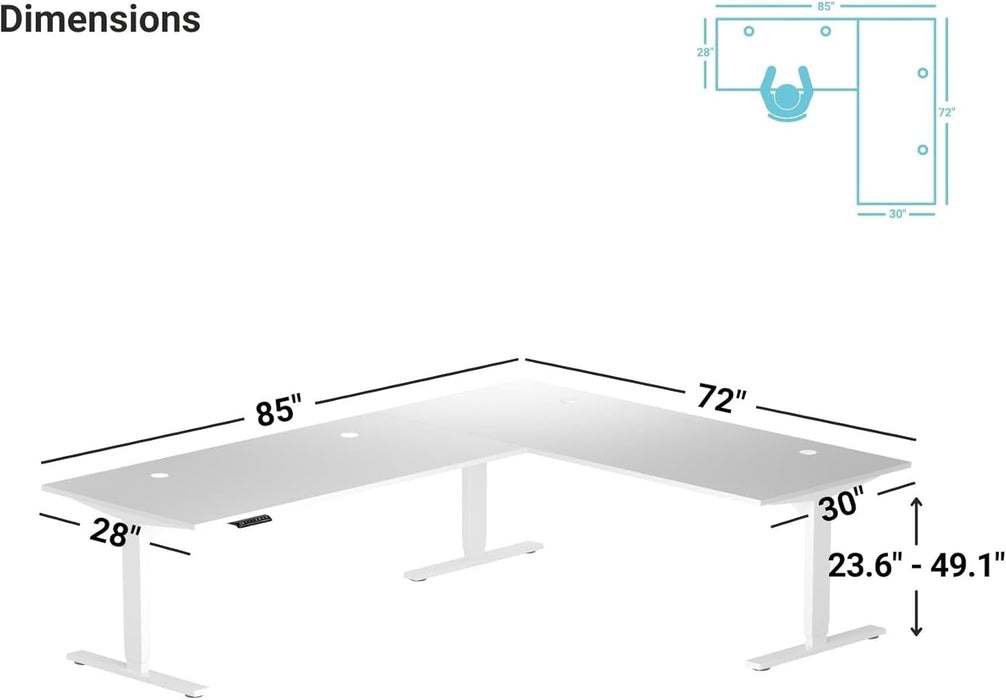 Height Adjustable L Shaped Standing Desk With Spacious Surface - ShipItFurniture