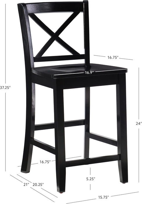 Home Dcor Black X Back Counter Stool, 16" W X 17.91" D X 37.01" H - ShipItFurniture