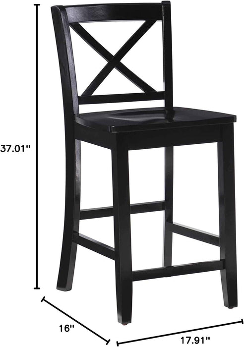 Home Dcor Black X Back Counter Stool, 16" W X 17.91" D X 37.01" H - ShipItFurniture