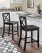 Home Dcor Black X Back Counter Stool, 16" W X 17.91" D X 37.01" H - ShipItFurniture