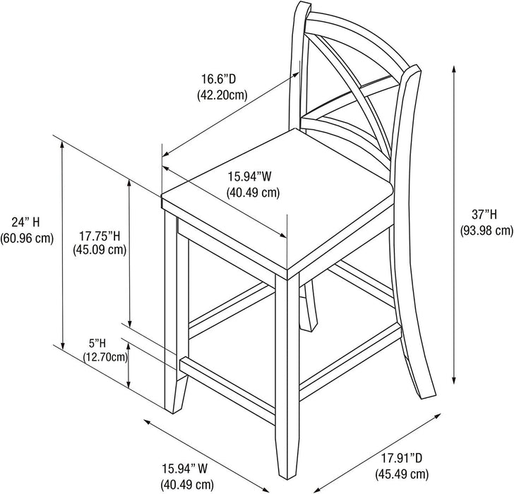 Home Dcor Black X Back Counter Stool, 16" W X 17.91" D X 37.01" H - ShipItFurniture