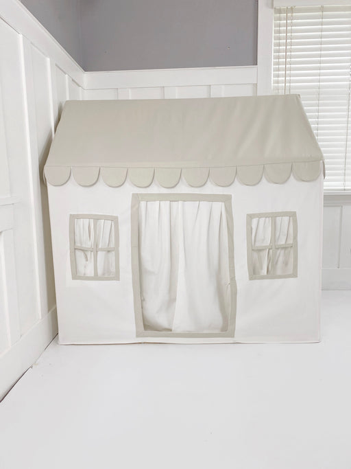 Kids Indoor Playhouse | Greige | Warm Gray and White Soft Cotton Canvas | Canvas Carry Bag | Exceptional Quality