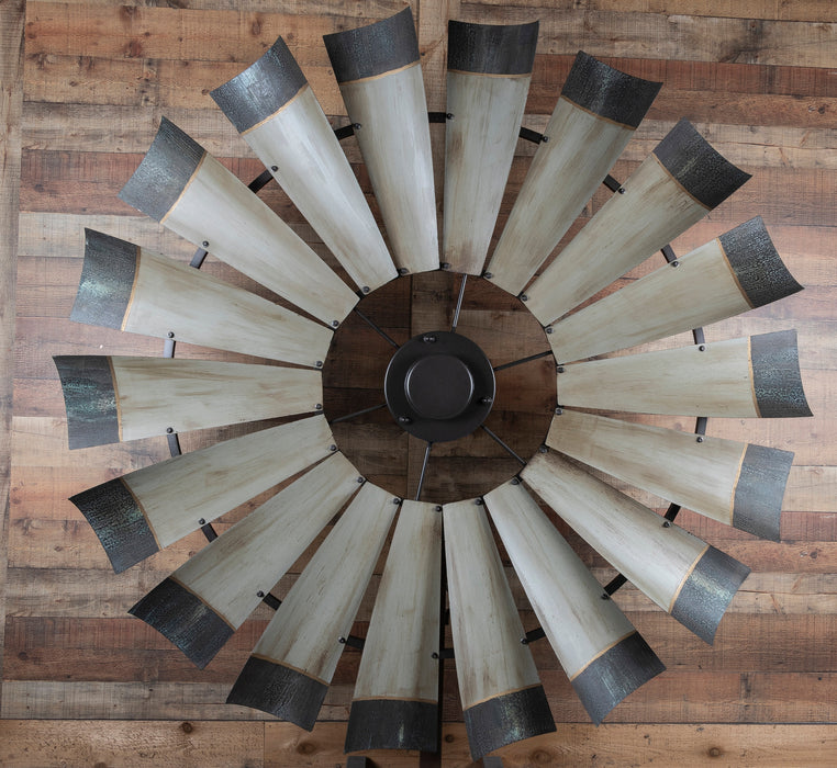 Weathered Rust Grey with Patina Bronze Tips Windmill Ceiling Fan | the American Fan