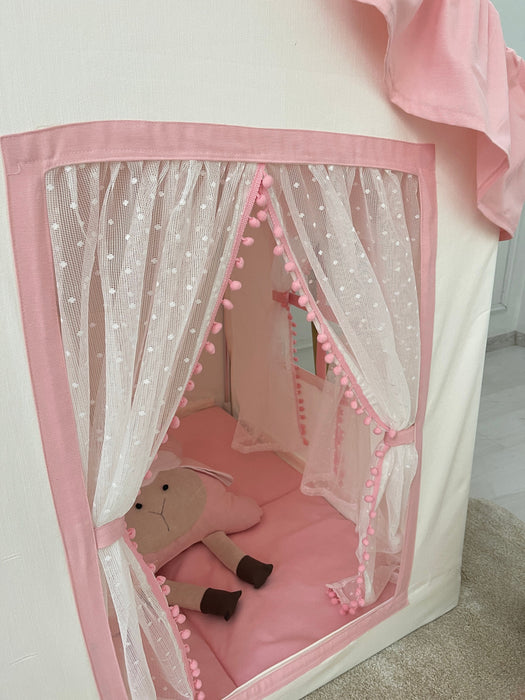 Play Tent with Mat, Customised Kids Playhouse, Easy to Wash, Indoor and Outdoor Play Castle Kids Tent for Girls