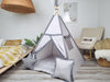 Teepee Tent for Kids | Gray Neutral Teepee Playhouse | Indoor Wigwam Playzone for Boys & Girls | Cozy Kids Playhouse